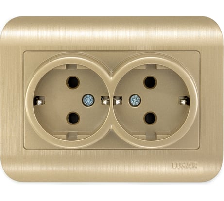 Розетка Luxar Deco с/у двойная с з/к шампань с рифленой рамкой, 250в 16а (10.037.05) 4606400421160