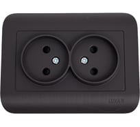 Розетка Luxar deco с/у двойная без з/к венге с рифленой рамкой, 250в 16а (10.035.02) 4606400421115