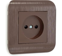 Розетка Luxar Deco с/у без з/к шоколад с рифленой рамкой, 250В 16А (10.020.06) 4606400430230