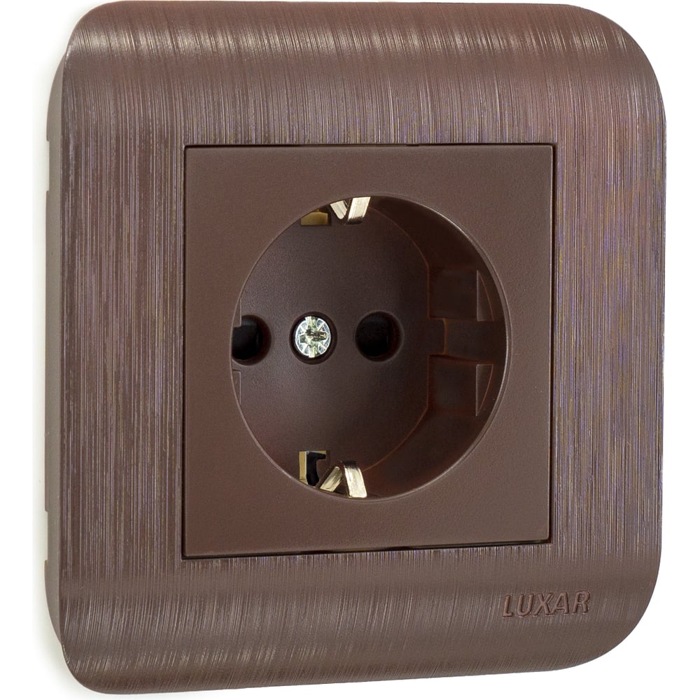 Розетка Luxar Deco с/у с з/к шоколад с рифленой рамкой, 250В 16А (10. ...