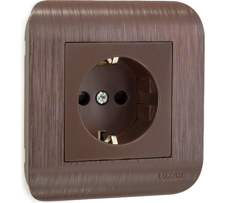 Розетка Luxar Deco с/у с з/к шоколад с рифленой рамкой, 250В 16А (10.025.06) 4606400430247