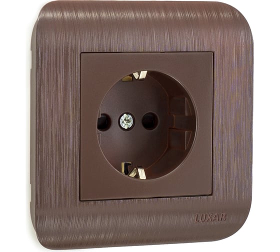 Розетка Luxar Deco с/у с з/к шоколад с рифленой рамкой, 250В 16А (10.025.06) 4606400430247 1