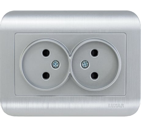 Розетка Luxar Deco с/у двойная без з/к серебро с рифленой рамкой, 250в 16а (10.035.03) 4606400421139