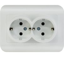 Розетка Luxar Deco с/у двойная с з/к белая с рифленой рамкой, 250в 16а (10.037.01) 4606400421108
