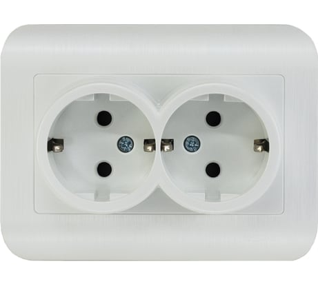Розетка Luxar Deco с/у двойная с з/к белая с рифленой рамкой, 250в 16а (10.037.01) 4606400421108