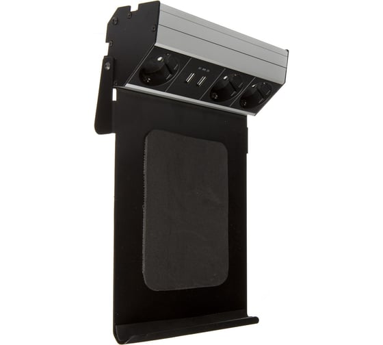 Встраиваемый блок розеток NAVAKO Aspect TH Silver/Black с полкой для планшета 12110