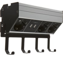 Встраиваемый блок розеток NAVAKO Aspect hg silver/black с крючками 12109
