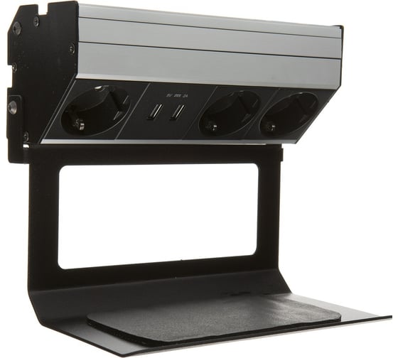 Встраиваемый блок розеток NAVAKO Aspect ph silver/black с полкой для телефона 12108