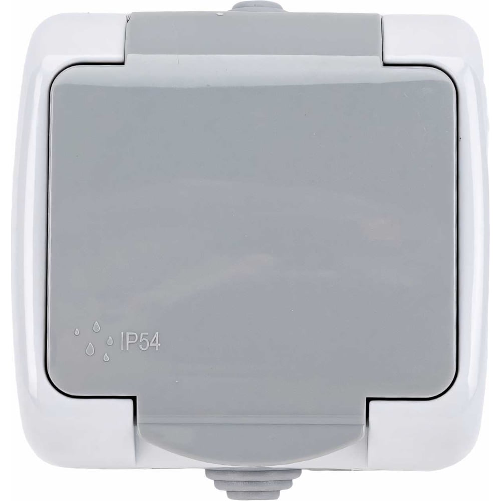 Одноместная розетка EKF Мурманск 16А с заземлением с крышкой IP54 серый ...