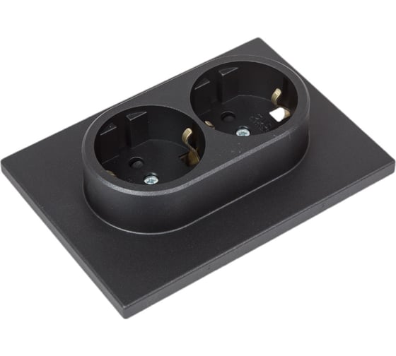 Механизм розетки GUSI Electric GUSI UGRA 2-ой с/з с з/ш, скрытая установка, 16А, 250В Цвет графит C11Р6-010