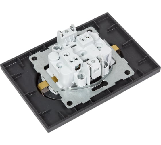 Механизм розетки GUSI Electric GUSI UGRA 2-ой с/з с з/ш, скрытая установка, 16А, 250В Цвет графит C11Р6-010