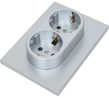 Механизм розетки GUSI Electric GUSI UGRA 2-ой с/з с з/ш, скрытая установка, 16А, 250В Цвет серебро C11Р6-004