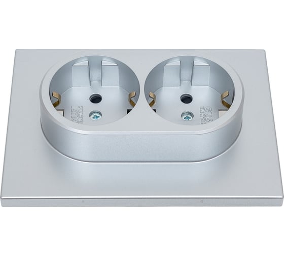 Механизм розетки GUSI Electric GUSI UGRA 2-ой с/з с з/ш, скрытая установка, 16А, 250В Цвет серебро C11Р6-004