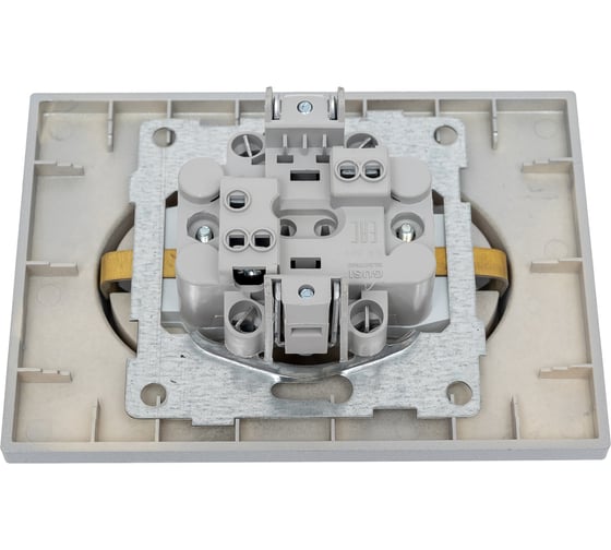 Механизм розетки GUSI Electric GUSI UGRA 2-ой с/з с з/ш, скрытая установка, 16А, 250В Цвет серебро C11Р6-004