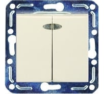 Выключатель 2-клавишный с индикацией Volsten Violet V01-22-V22-M кремовый, механизм 9113