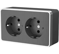 Двойная розетка с заземлением Werkel WL15-02-03 Gallant графит рифленный a041398