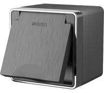 Влагозащищенная розетка с заземлением, с защитной крышкой и шторками Werkel WL15 02 04 a041401