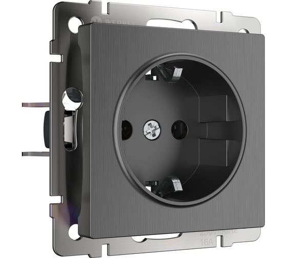 Розетка с заземлением и шторками Werkel WL04 SKGS 01 IP44 графит рифленый a046605