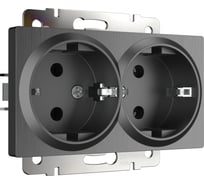 Двойная розетка с заземлением Werkel WL04 SKG 02 IP20 графит рифленый a046604