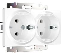 Двойная розетка с заземлением Werkel WL01-SKG-02-IP20 белая a0334 a033471
