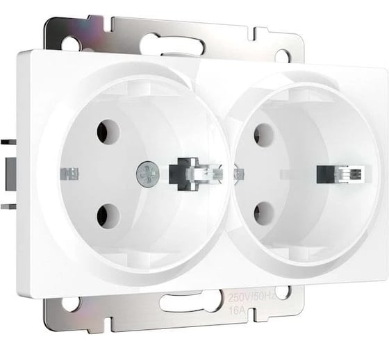 Двойная розетка с заземлением Werkel WL01-SKG-02-IP20 белая a0334 a033471 1