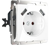 Розетка Werkel WL01 SKGS USBx2 IP20 с заземлением, шторками и USBх2 a033473
