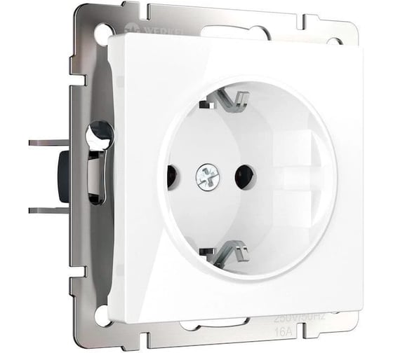Розетка с заземлением Werkel WL01 10 01 безвинтовой зажим, белая a041199