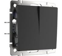 Проходной двухклавишный выключатель Werkel WL08 SW 2G 2W черный мато a029875