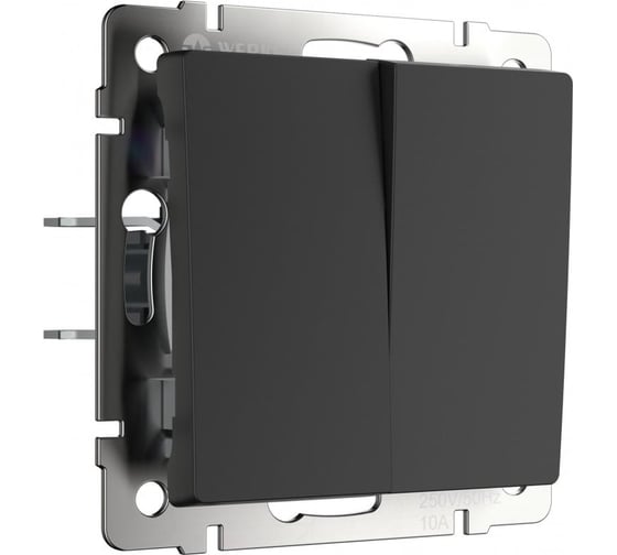Проходной двухклавишный выключатель Werkel WL08 SW 2G 2W черный мато a029875