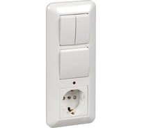 Блок Systeme Electric СП БК-2 ВР-007А Прима 1-кл.+2-кл. выкл.+розетка с заземлением, белый BK2VR-007A-B