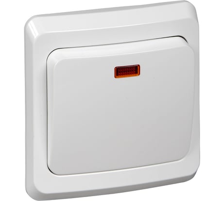 Выключатель 1-клавишный Systeme Electric (Schneider Electric) Этюд, 10 А, IP20, с индикацией, белый, арт. BC10-005B