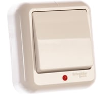 Одноклавишный выключатель Schneider Electric ОП Прима 6А IP20 с индикатором, белый, опт. упак A16-046-B