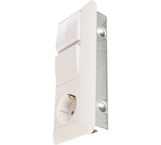 Блок СП Schneider Electric БК-2 ВР-006А Прима 2кл+1кл выкл+роз. с заземлением, оптовая упаковка BK2VR-006A-B