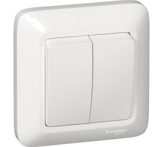 Двухклавишный выключатель Systeme Electric СП Прима 10А IP20 белый, опт. упак VS5U-218-B 1