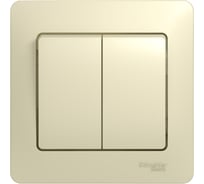 Двухклавишный выключатель Systeme Electric СП Glossa 10А IP20 10AX в сборе бежевый GSL000252