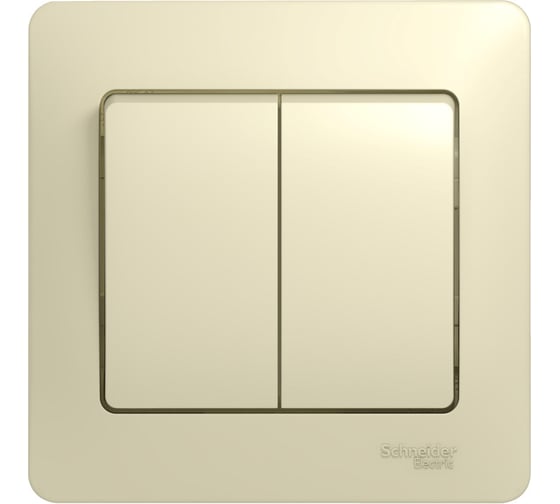 Двухклавишный выключатель Systeme Electric СП Glossa 10А IP20 10AX в сборе бежевый GSL000252