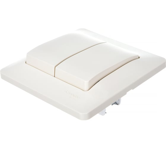 Двухклавишный выключатель Systeme Electric СП Glossa 10А IP20 10AX в сборе бежевый GSL000252