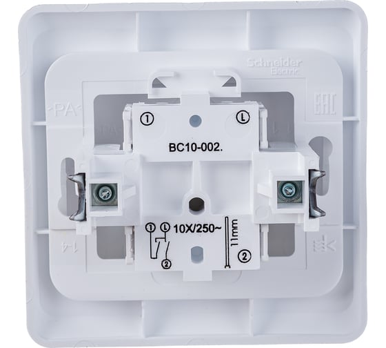 Двухклавишный выключатель Systeme Electric СП Этюд 10А IP20 белый BC10-002B