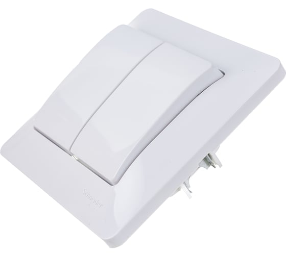 Двухклавишный выключатель Systeme Electric СП Glossa 10А IP20 10AX в сборе белый GSL000152