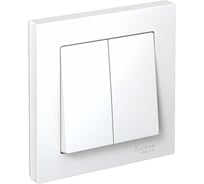 Двухклавишный выключатель Systeme Electric ATLAS DESIGN сх.5 10АХ в сборе белый ATN000152