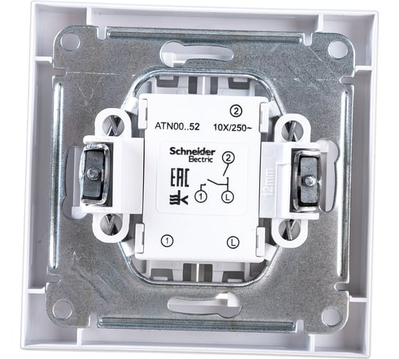Двухклавишный выключатель Systeme Electric ATLAS DESIGN сх.5 10АХ в сборе белый ATN000152