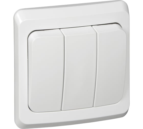 Трехклавишный выключатель Systeme Electric СП Этюд 10А IP20 белый BC10-003B