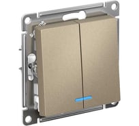 2-клавишный механизм выключателя Systeme Electric ATLAS DESIGN с подсветкой сх.5а 10АХ шампань ATN000553