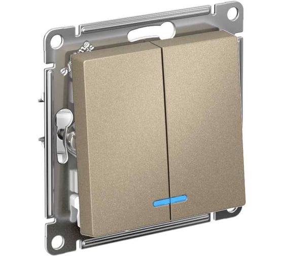 2-клавишный механизм выключателя Systeme Electric ATLAS DESIGN с подсветкой сх.5а 10АХ шампань ATN000553 1