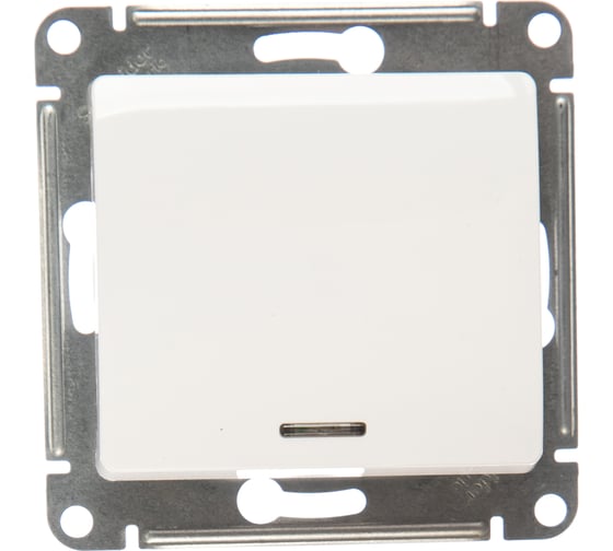 Одноклавишный механизм выключателя Systeme Electric СП GLOSSA 10А IP20 10AX с подсветкой белый GSL000113