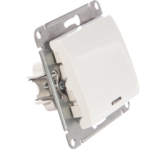 Одноклавишный механизм выключателя Systeme Electric СП GLOSSA 10А IP20 10AX с подсветкой белый GSL000113