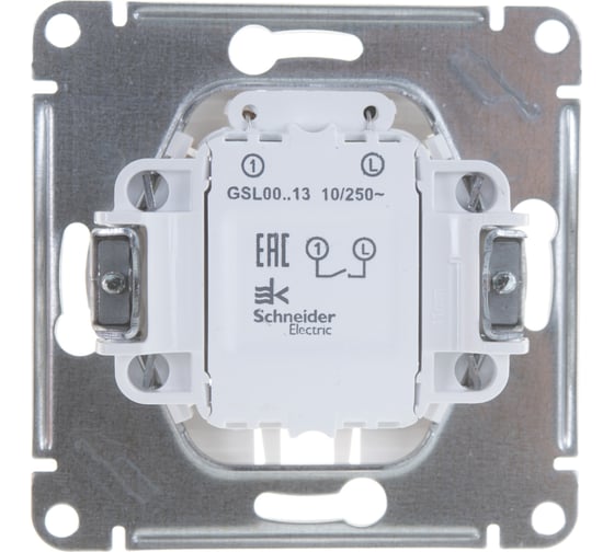 Одноклавишный механизм выключателя Systeme Electric СП GLOSSA 10А IP20 10AX с подсветкой белый GSL000113