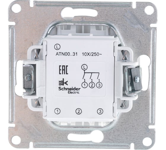 3-клавишный механизм выключателя Systeme Electric ATLAS DESIGN сх.1+1+1 10АХ белый ATN000131