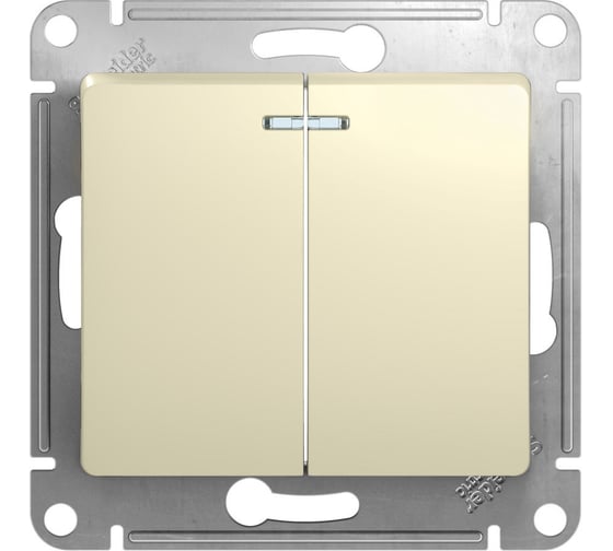 Двухклавишный механизм выключателя Systeme Electric СП GLOSSA 10А IP20 10AX с подсветкой бежевый GSL000253