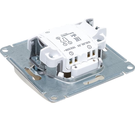 Двухклавишный механизм выключателя Systeme Electric СП GLOSSA 10А IP20 10AX с подсветкой бежевый GSL000253